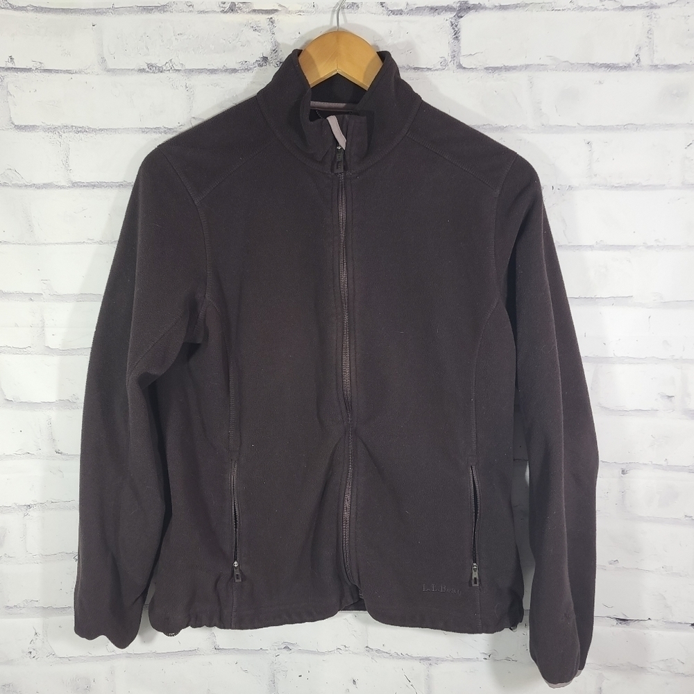 LL Bean Women's Chocolate Brown Full Zip Fleece Jacket, Med
